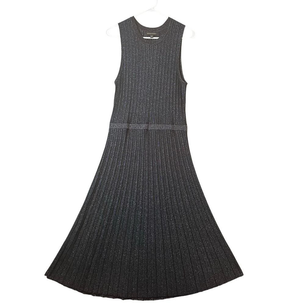 Banana Republic Lustro Metallic Sweater Dress Navy Metallic Stripes‎ Medium New